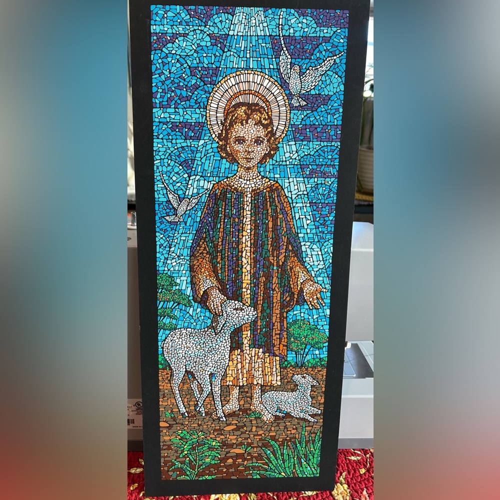 Vintage mosaic silkscreen print by Rolan Johnson from 1987. Great condition.